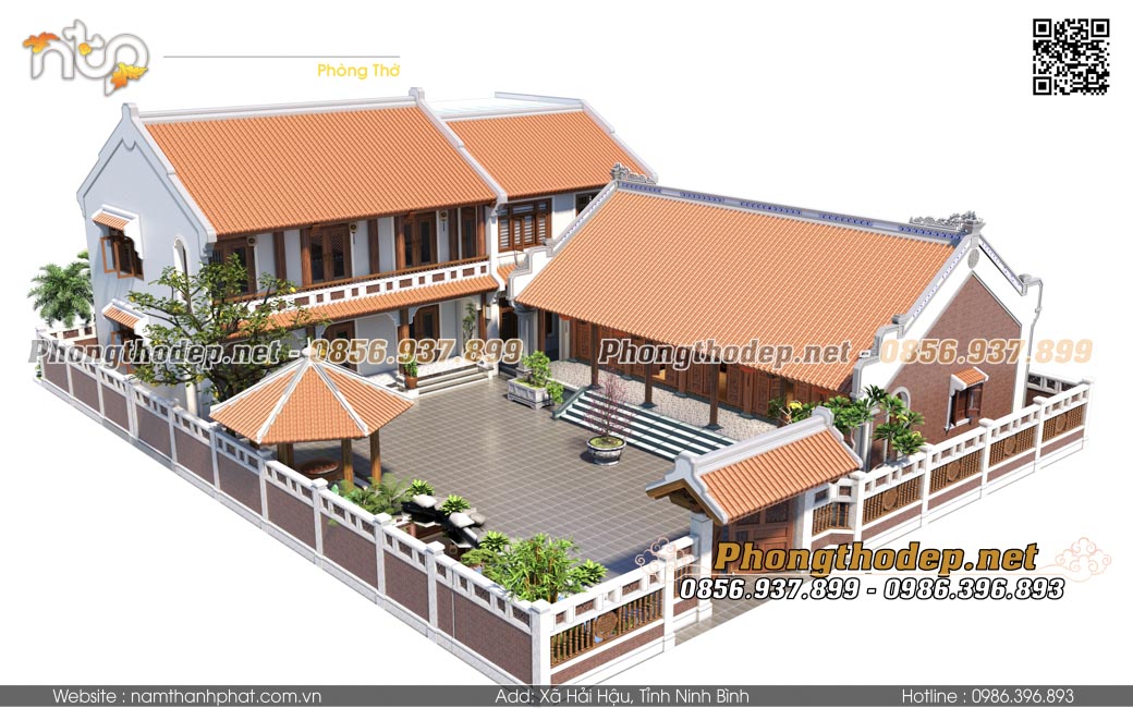 Thiết kế khuôn viên nhà gỗ 5 gian sân vườn đẹp tại Thanh Hoá